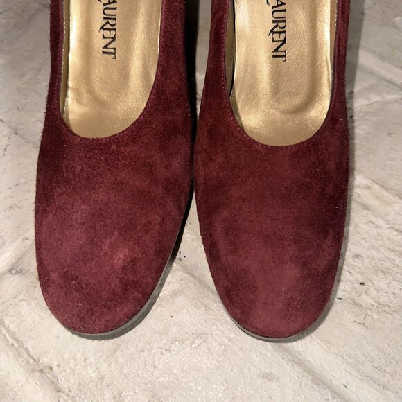 Yves Saint Laurent Burgundy Wine Suede Leather Pumps Size 6 Italy EUC - Picture 2 of 8